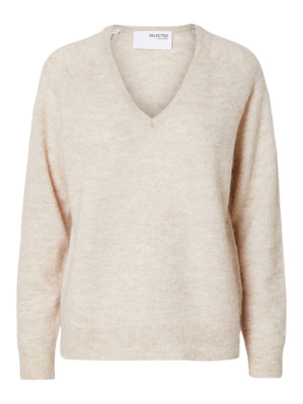 Tröja - Slflulu new knit v-neck –  Birch/melange