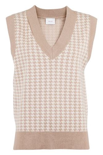 Tröjor/Koftor - Trevi houndstooth waistcoat – camel
