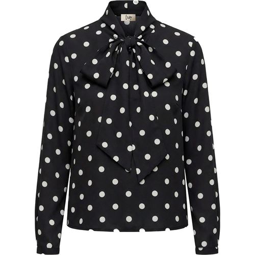 Blusar/Skjortor - Osla bow blouse – Black w dots