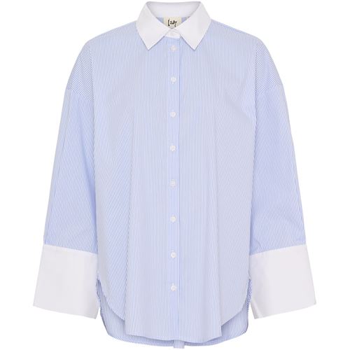 Blusar/Skjortor - Sigga Contrast Shirt – Light Blue Stripe