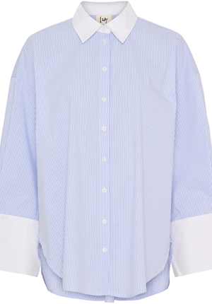 Blusar/Skjortor - Sigga Contrast Shirt – Light Blue Stripe
