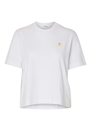 Toppar - Slfella emb boxy tee – Bright White/ Lemon Toppar - Slfella emb boxy tee – Bright White/ Lemon