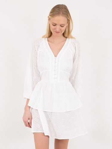 Klänningar - Aronia broderie dress – white