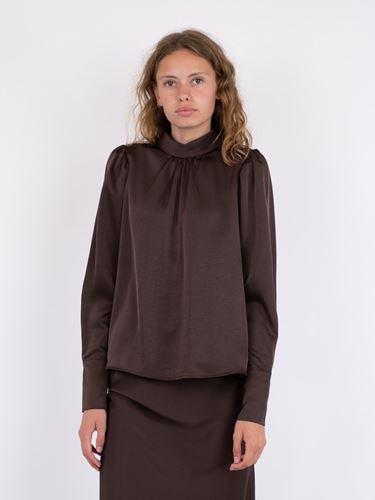 Blusar/Skjortor - Toria heavy sateen blouse – Dark brown