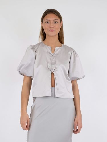 Blusar/Skjortor - Aska Dull Satin Blouse – Light Grey