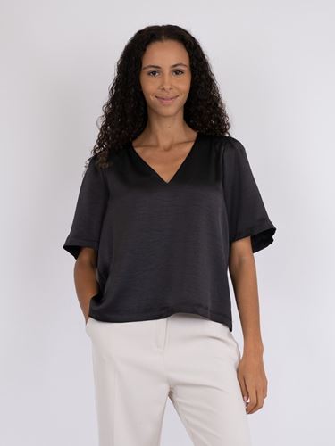 Blusar/Skjortor - Largo heavy sateen blouse – Black