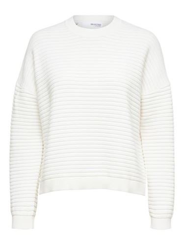 Tröjor & Koftor - Slfaurina knit o-neck – snow white