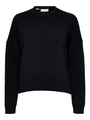 Tröjor & Koftor - Slfaurina knit o-neck – black