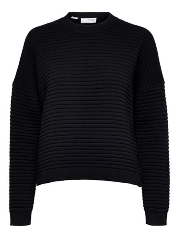 Tröjor & Koftor - Slfaurina knit o-neck – black