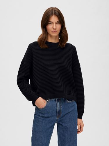 Tröjor & Koftor - Slfaurina knit o-neck – black