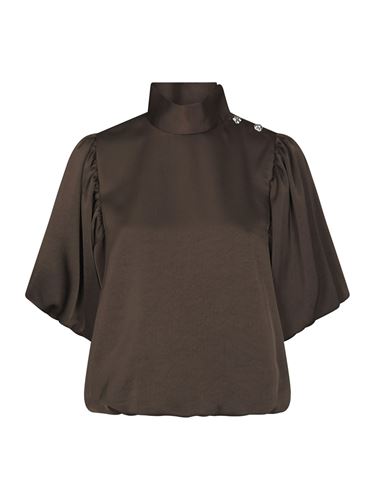 Blusar/Skjortor - Parisa heavy sateen blouse – Dark brown