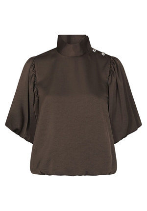 Blusar/Skjortor - Parisa heavy sateen blouse – Dark brown
