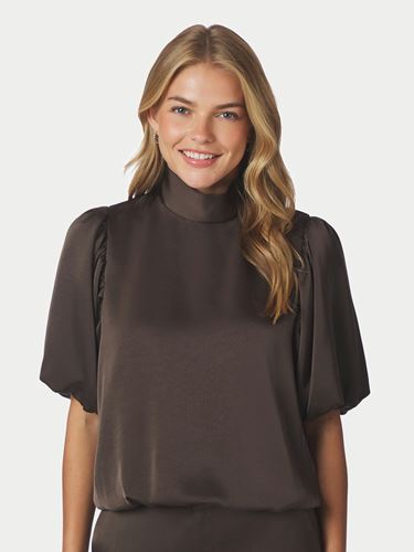 Blusar/Skjortor - Parisa heavy sateen blouse – Dark brown