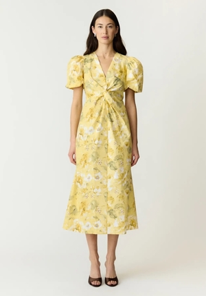Klänningar - Yasstray ss Midi Dress – Pale Banana/Lemon Prin