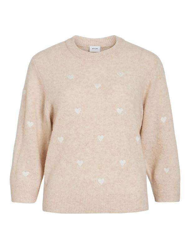 Tröjor/Koftor - Viheart heart knit – Natural Melange/Birch