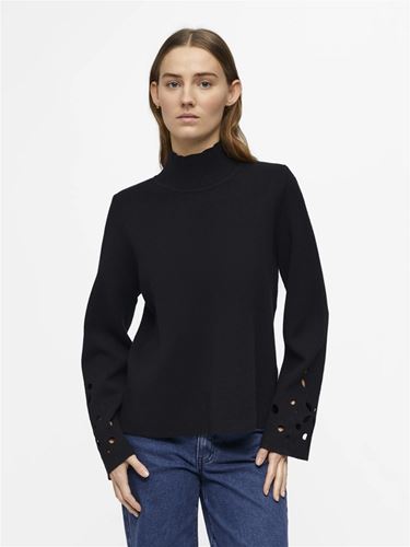 Tröjor/Koftor - Objreynard cutout square sleeve pullover – Black