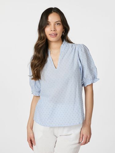 Blusar/Skjortor - Odesa Dot Stripe Blouse – Light Blue