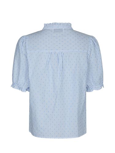 Blusar/Skjortor - Odesa Dot Stripe Blouse – Light Blue