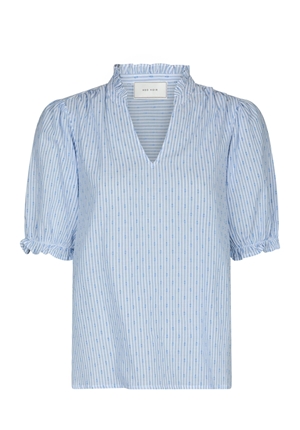 Blusar/Skjortor - Odesa Dot Stripe Blouse – Light Blue