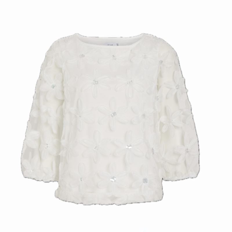Blusar/skjortor - Viflora boatneck top – Snow white