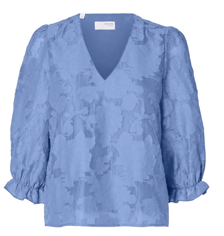 Blusar/skjortor - Slfcathi-Sadie ¾ top – Vista blue
