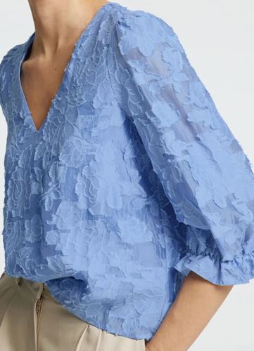 Blusar/skjortor - Slfcathi-Sadie ¾ top – Vista blue