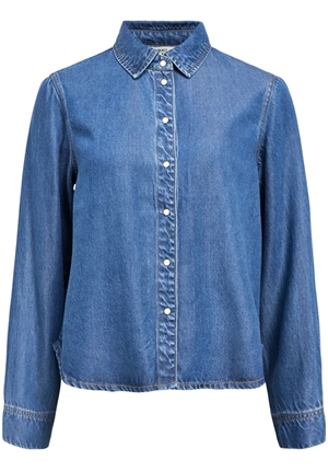 Blusar/Skjortor - Objframe Lo Shirt – Medium Blue Denim