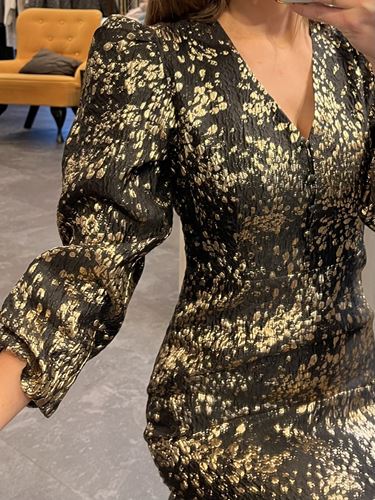 Klänningar - Slfpaula golden leo short dress – gold colour