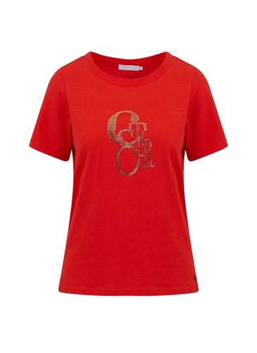Toppar - Tee with coster caviar print – Lipstick red