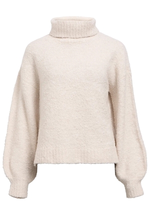 Tröjor/Koftor - Objkimia knit pullover – White Sand/multi colo