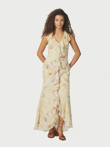 Klänningar - Zella Chiffon Print Dress – Dusty Yellow