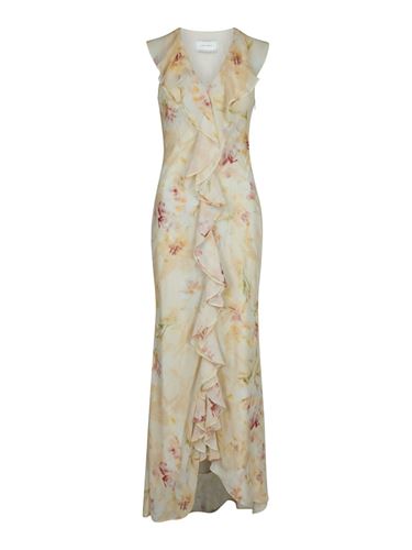 Klänningar - Zella Chiffon Print Dress – Dusty Yellow