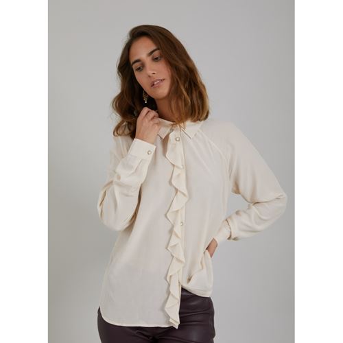 Blusar/Skjortor - Shirt with ruffles - Vanilla