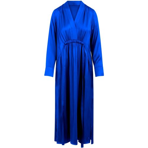 Klänningar - Dress with v-neck and gathering - high blue