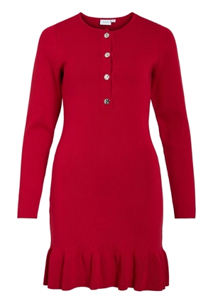 Klänningar - Visway o-neck short knit dress – Jester red