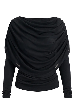 Blusar/Skjortor - Objdina Boatneck Cape Top – Black