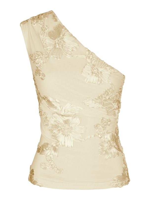 Toppar - Florini big flower mesh top – Light yellow