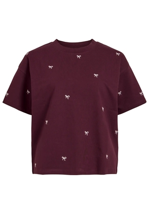 Toppar - Vimonie bow o-neck t-shirt – Port royale/w ballet Toppar - Vimonie bow o-neck t-shirt – Port royale/w ballet