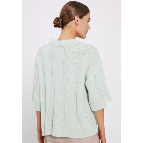 Tröjor/Koftor - Fuscia rib knit tee – mint green