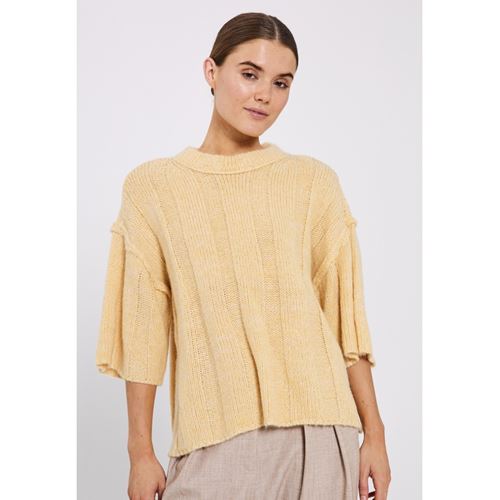 Tröjor/Koftor - Fuscia rib knit tee – light yellow