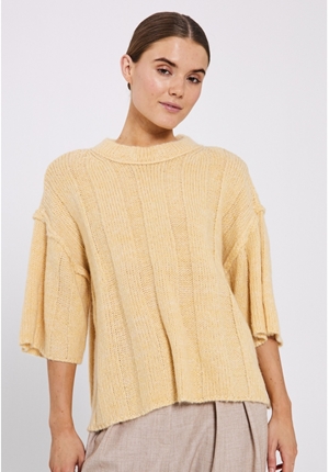 Tröjor/Koftor - Fuscia rib knit tee – light yellow