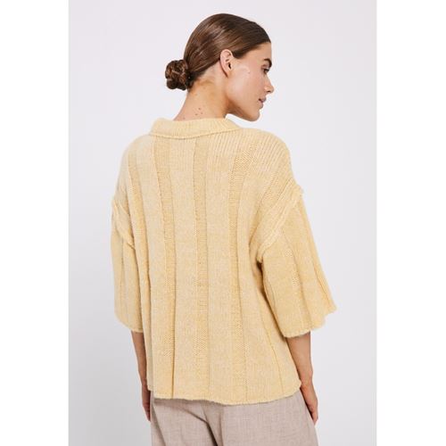 Tröjor/Koftor - Fuscia rib knit tee – light yellow