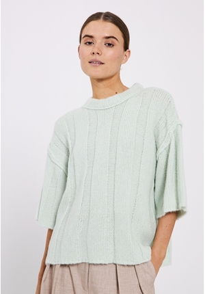 Tröjor/Koftor - Fuscia rib knit tee – mint green