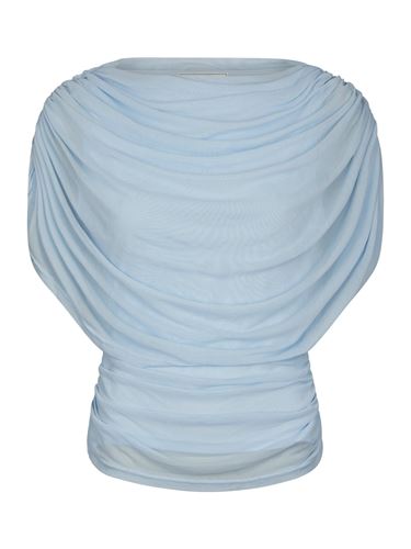 Toppar - Cottuna drapy mesh top – Light blue