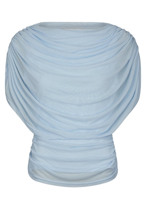 Toppar - Cottuna drapy mesh top – Light blue Toppar - Cottuna drapy mesh top – Light blue