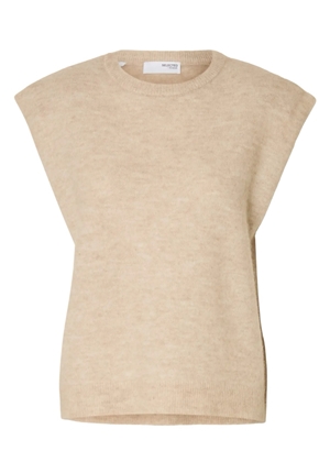 Tröjor/Koftor - Slflulu knit vest – Birch/melange