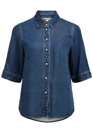 Blusar/Skjortor - Objframe 2/4 denim top – Dark blue denim/Rinse wash
