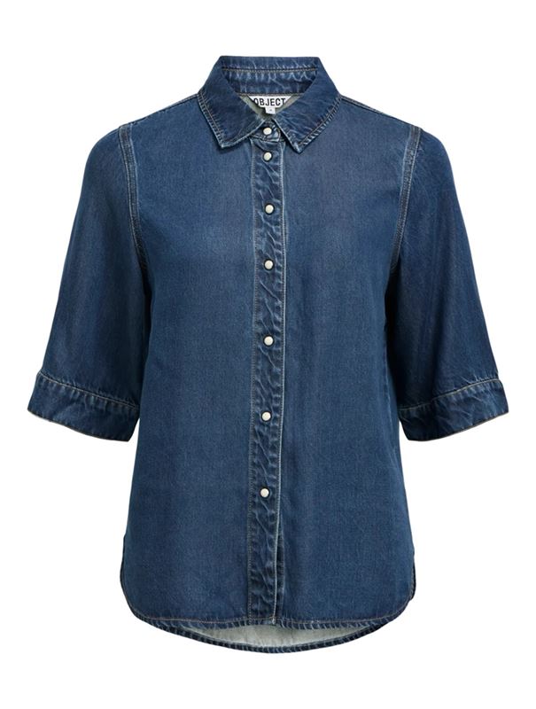 Blusar/Skjortor - Objframe 2/4 denim top – Dark blue denim/Rinse wash