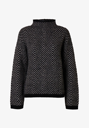 Tröjor/Koftor - Slflulu herringbone knit high neck – Black/birch