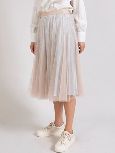 Kjolar - Skirt with plisse and glitter – Shimmer silver